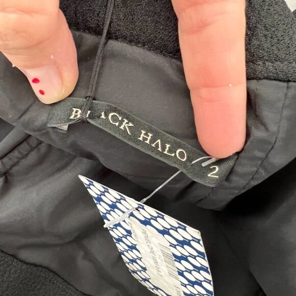 Black Halo black Ruffle collar midi black dress size 2 - Picture 4 of 7